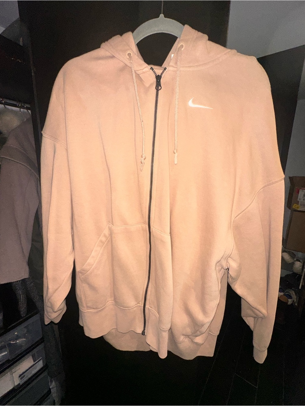 Nike Peach Full-Zip Hoodie with Swoosh XS RUNS VERY LARGE